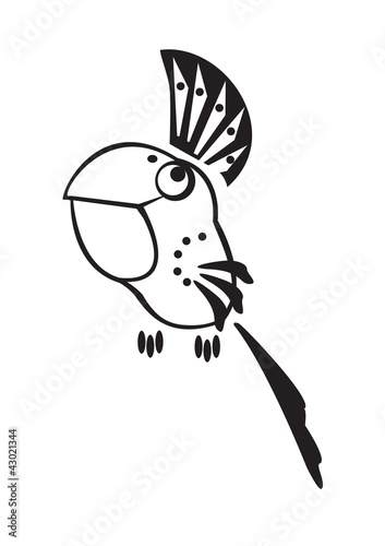 Obraz w ramie stylized parrot black white