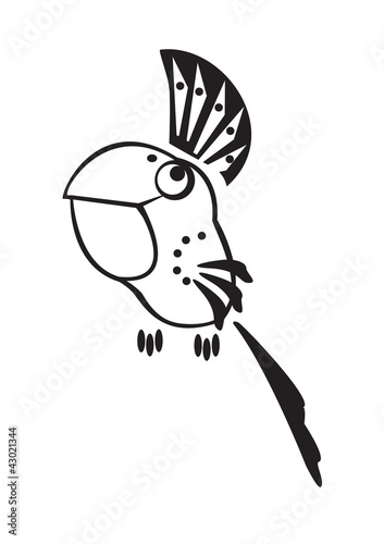 Naklejka - mata magnetyczna na lodówkę stylized parrot black white