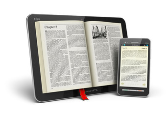 Poster - Book in tablet computer and smartphone