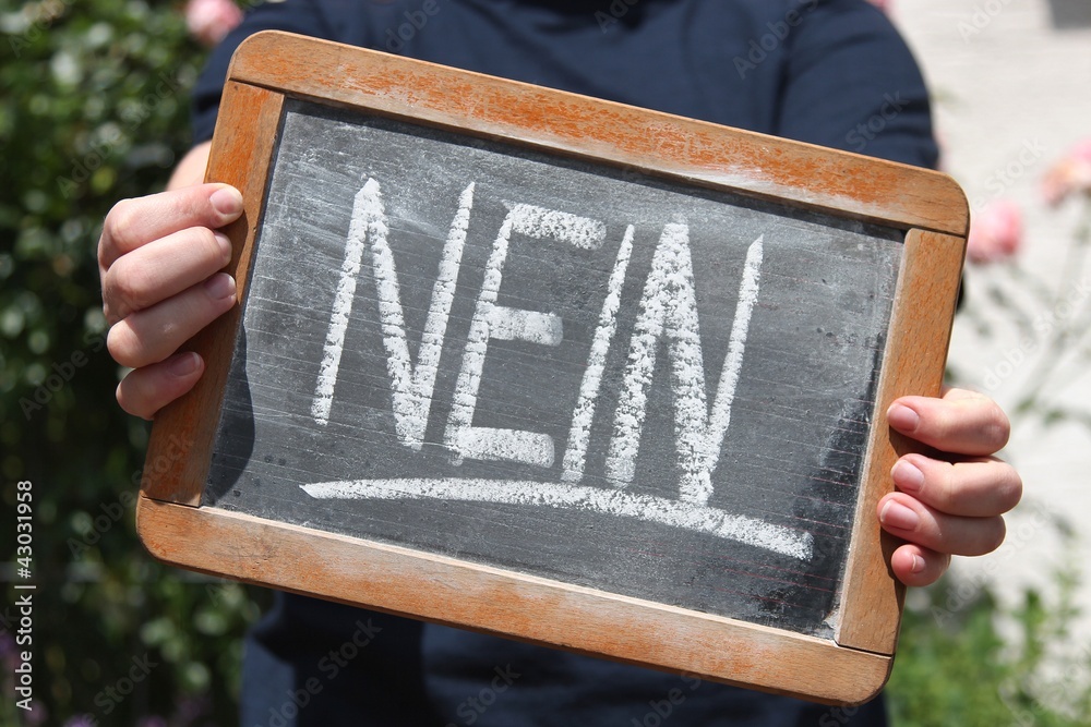 Fotografie Obraz Alte Schultafel Mit Kreideschrift Nein