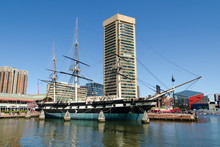 The Inner Harbor Area Of Baltimore, Maryland In Spring
