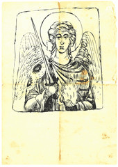 Sticker - Archangel MICHAEL - hand-drawn