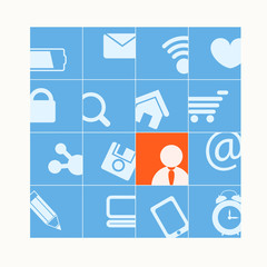Aufkleber - Modern social media buttons. One of them is selected