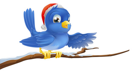 Sticker - Christmas bluebird pointing