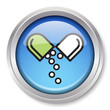 Vector Medication Icon Glossy Metallic Button. EPS10.