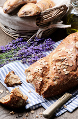 Wall Mural - Rural breakfast with fresh traditional bread