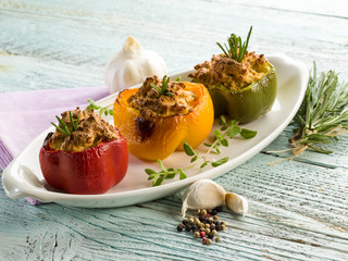 Poster - capsicum stuffed with tofu,vegetarian food