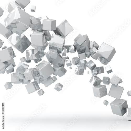 Fototapeta na wymiar Abstract 3D glossy white cubes background.