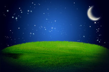 Tropical Land Night With Moon Background