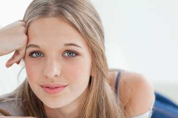 close up of a girl looking at the camera