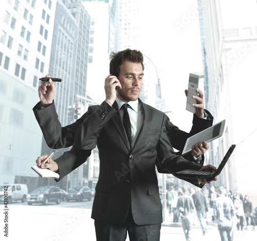 Nowoczesny obraz na płótnie Businessman multitasking
