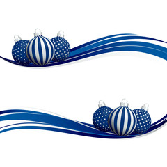 Wall Mural - Banner Christmas Blue/Silver Christmas Balls Pattern