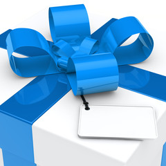 Wall Mural - gift box blue ribbon