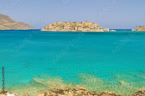 Naklejka ścienna Mirabello Bay view with Spinalonga island on Crete, Greece