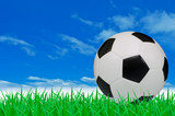 Fototapeta Sport - The soccer ball on the green grass field