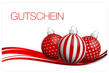 Poster - Gutschein Christbaumkugeln dunkelrot/silber