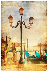 Canvas Print - views of Venice in vintage style, like postcards