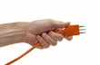 © Gustavo Andrade - Mano conectando un enchufe,enchufando un cable.