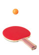 Racket for ping-pong and ball on white background