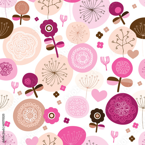 Naklejka - mata magnetyczna na lodówkę seamless retro flower pattern background in vector