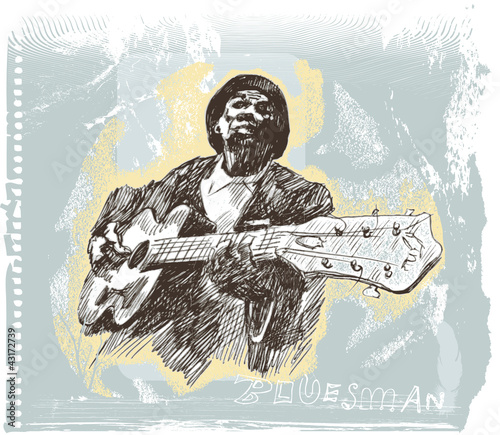 Naklejka nad blat kuchenny blues man with guitar