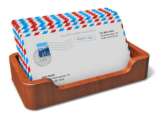 Poster - Wooden office desktop box with letters