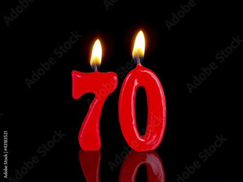 Birthday-anniversary candles showing Nr. 70 Poster