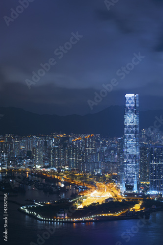 View of Victoria harbor from the peak at Hong Kong Poster