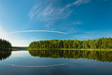beautiful landscape with deep blue sky
