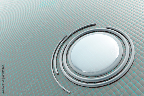 rounded abstraction over blue checkered surface