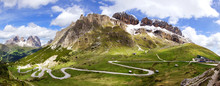 Dolomites  Landscape With Mountain Road.