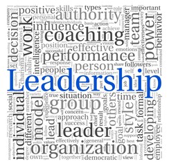 Wall Mural - Leadership in word tag cloud on white