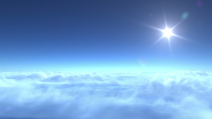Wall Mural - flight over clouds, loop-able 3d animation