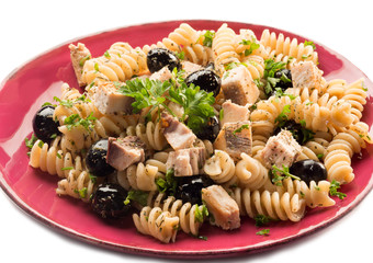 Poster - fusilli with swordfish and black olives