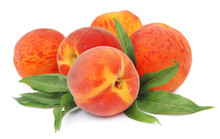 Sweet Peaches With Leafs