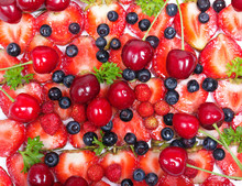 Strawberries, Cherries And Blueberries Background