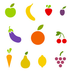 Wall Mural - Fruit logo set. Fruits and vegetables icon collection.