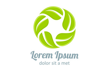 Poster - Logo Eco. Infinite shape icon. Green leaves loop. Vector.