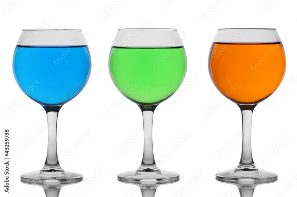 alcoholic cocktails isolated on white