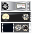 Technology banner with VU meter and volume knob set