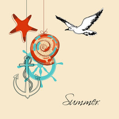 Poster - Summer background on marine theme