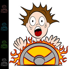 Sticker - Man Touching a Hot Steering Wheel