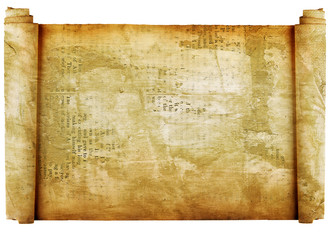 Wall Mural - Vintage roll of parchment isolated on white