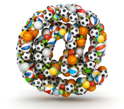 E-mail symbol , at-sign gaming balls alphabet
