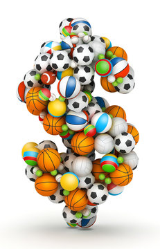 Dollar sign , gaming balls alphabet