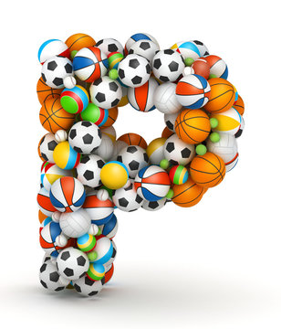 Letter P, gaming balls alphabet