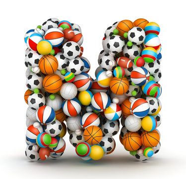 Letter M, gaming balls alphabet