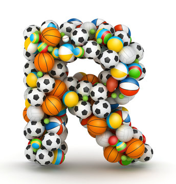 Letter R, gaming balls alphabet