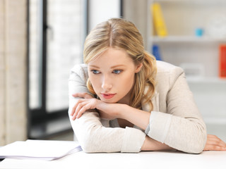 Sticker - unhappy woman in office