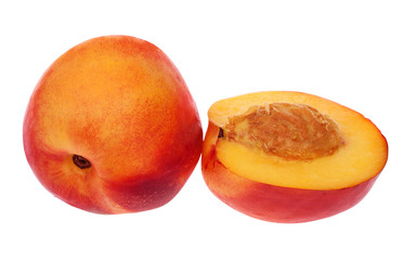 Wall Mural - full and half nectarine on white